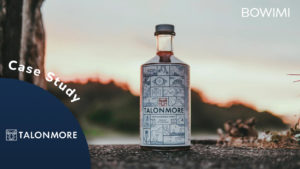 Talonmore bottle with sunset with case study badge